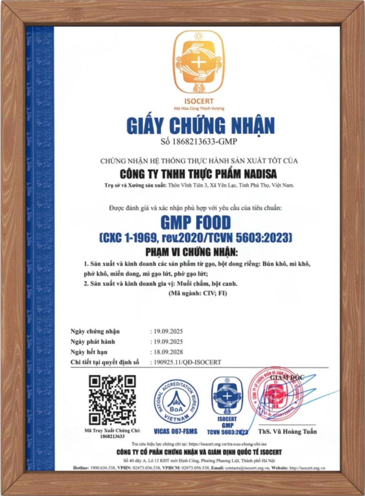 Chứng nhận và tiêu chuẩn quốc tế GMP FOOD